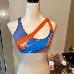 ☀️ NWOT ICON SWIM Blue and Orange Strappy Bikini Top Large